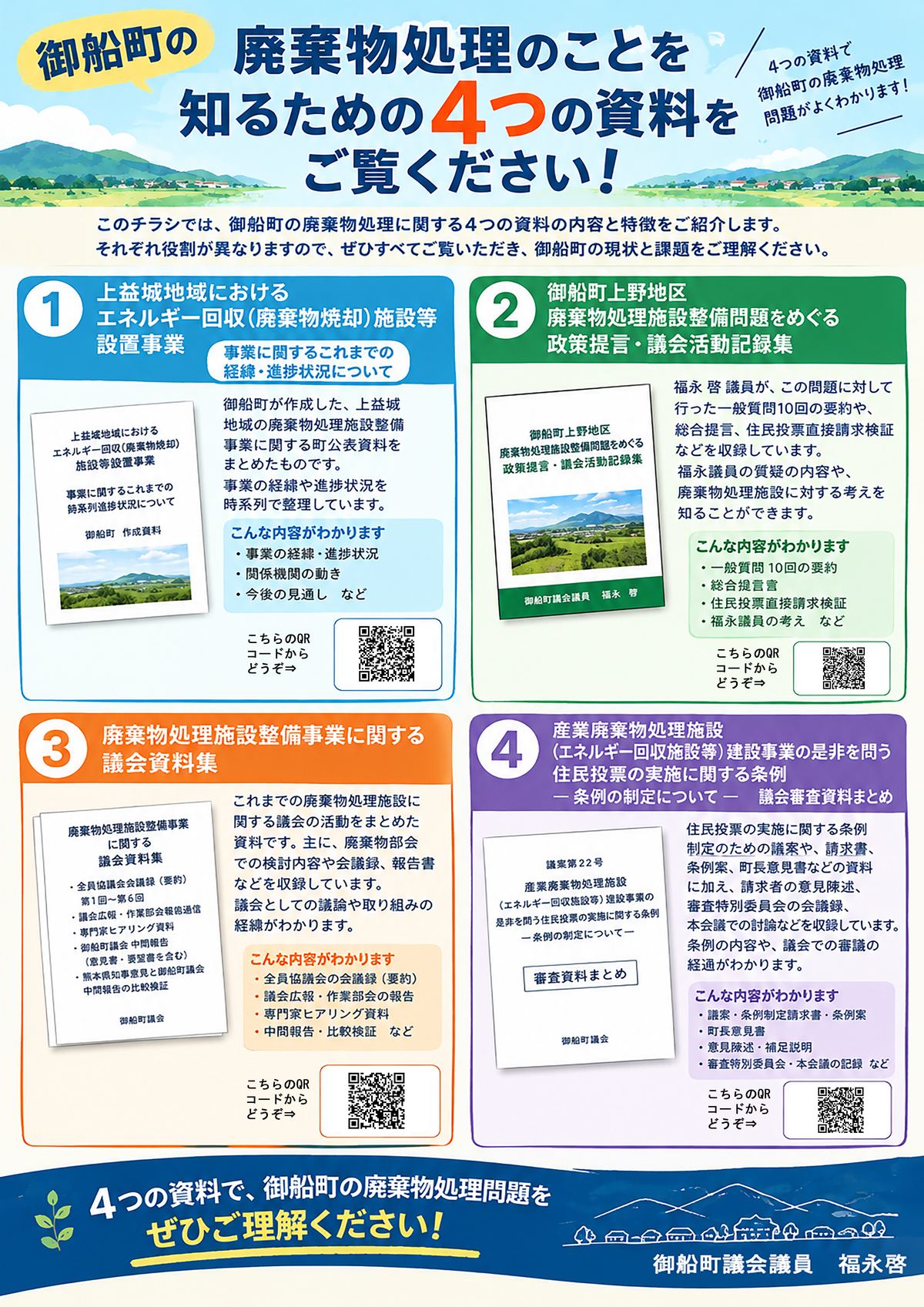 御船町の廃棄物処理のことを知るための4つの資料(チラシ)